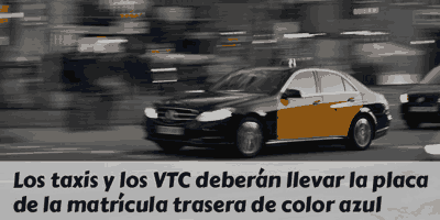 Taxis y VTC matrícula trasera azul