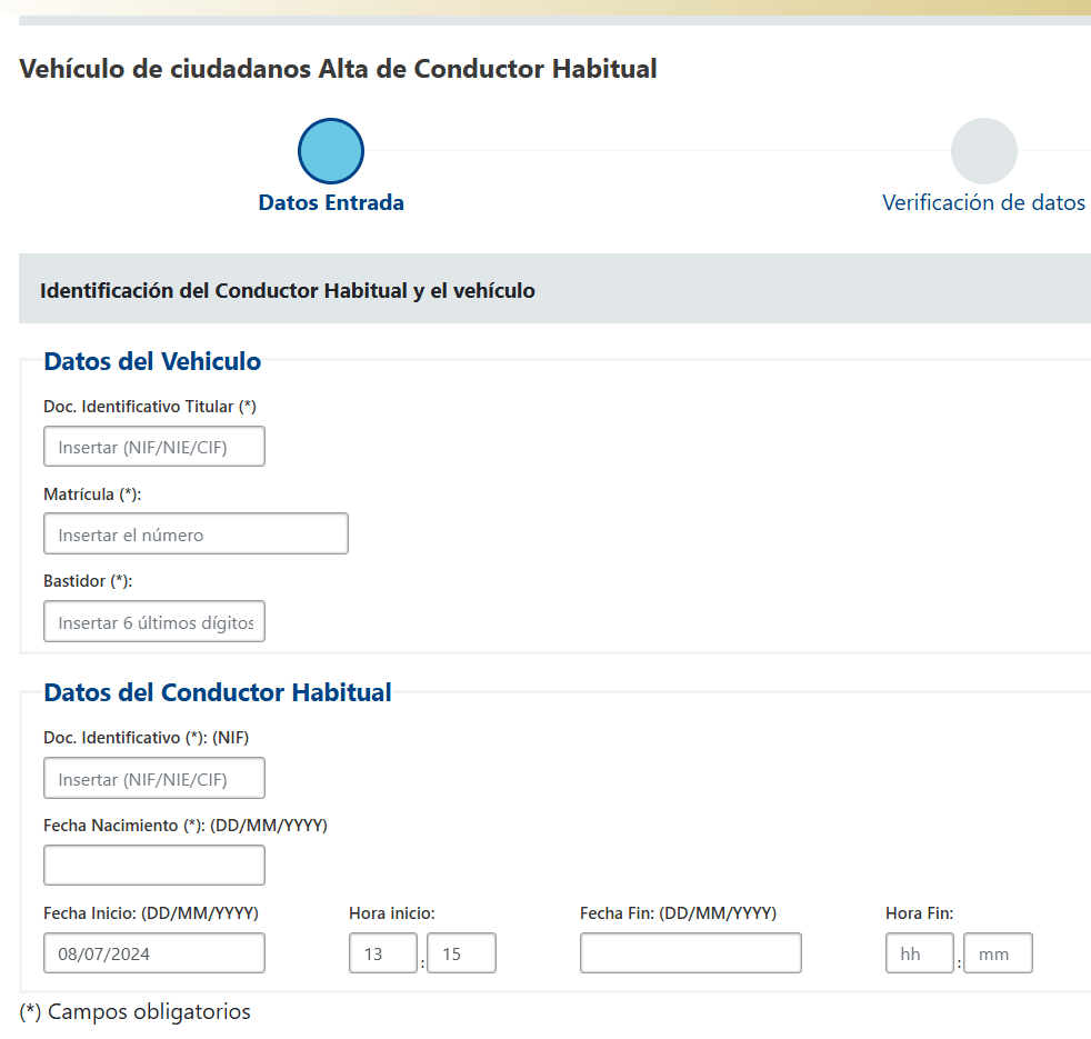 Notificar conductor habitual a la DGT