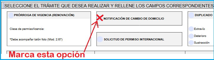 detalle impreso cambio domicilio carnet conducir en Tráfico